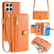 For Honor X8 Sheep Texture Cross-body Zipper Wallet Leather Phone Case(Orange) - Honor Cases by PMC TechLife | Online Shopping South Africa | PMC TechLife | Buy Now Pay Later Mobicred