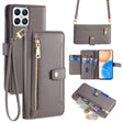 For Honor X8 Sheep Texture Cross-body Zipper Wallet Leather Phone Case(Grey) - Honor Cases by PMC TechLife | Online Shopping South Africa | PMC TechLife | Buy Now Pay Later Mobicred