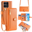 For Honor X8a Sheep Texture Cross-body Zipper Wallet Leather Phone Case(Orange) - Honor Cases by PMC TechLife | Online Shopping South Africa | PMC TechLife | Buy Now Pay Later Mobicred