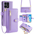 For Honor X8a Sheep Texture Cross-body Zipper Wallet Leather Phone Case(Purple) - Honor Cases by PMC TechLife | Online Shopping South Africa | PMC TechLife | Buy Now Pay Later Mobicred
