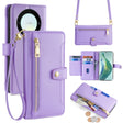 For Honor X9a Sheep Texture Cross-body Zipper Wallet Leather Phone Case(Purple) - Honor Cases by PMC TechLife | Online Shopping South Africa | PMC TechLife | Buy Now Pay Later Mobicred