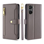 For ZTE Axon 40 Lite Sheep Texture Cross-body Zipper Wallet Leather Phone Case(Grey)