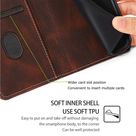 For Honor Magic6 Pro 5G Skin Feel Magnetic Buckle Leather Phone Case(Brown)