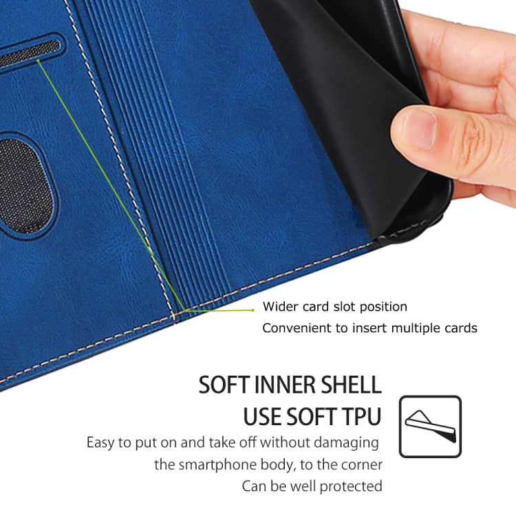 For Honor Magic6 Pro 5G Skin Feel Magnetic Buckle Leather Phone Case(Blue)
