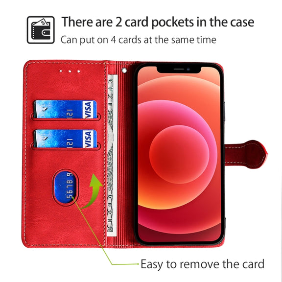 For Honor Magic6 Pro 5G Skin Feel Magnetic Buckle Leather Phone Case(Red)