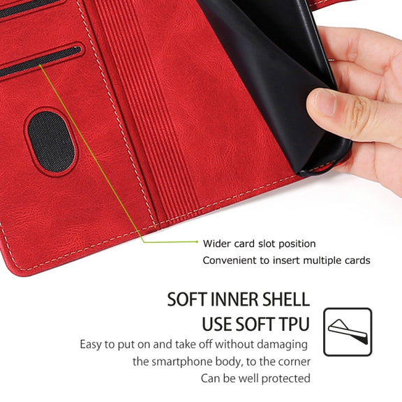 For Honor Magic6 Pro 5G Skin Feel Magnetic Buckle Leather Phone Case(Red)