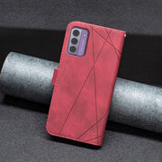 For Nokia G42 Magnetic Buckle Rhombus Texture Leather Phone Case(Red)