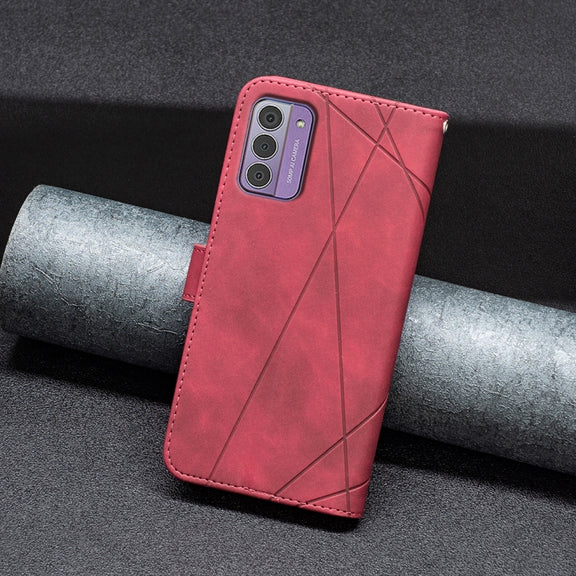 For Nokia G42 Magnetic Buckle Rhombus Texture Leather Phone Case(Red)