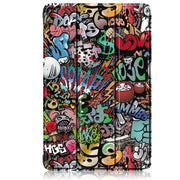 For Samsung Galaxy Tab S9 Ultra Custer Painted 3-Fold Holder Smart Leather Tablet Case(Graffiti)