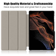 For Samsung Galaxy Tab S9 Ultra Custer Painted 3-Fold Holder Smart Leather Tablet Case(Graffiti)