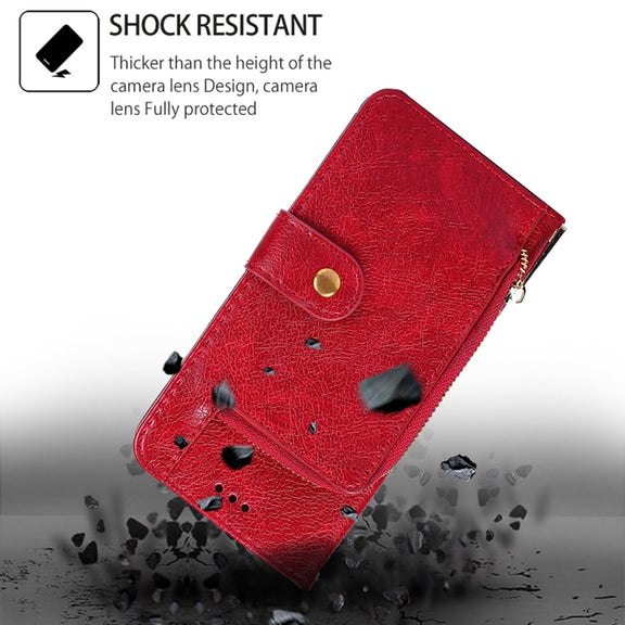 For Honor Magic6 Pro Zipper Bag Leather Phone Case(Red)