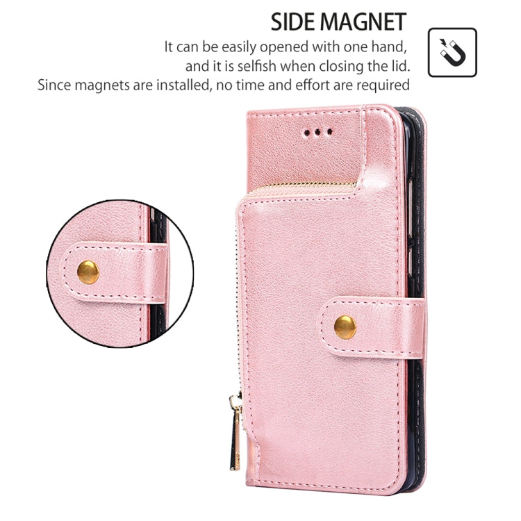 For Honor Magic6 Pro Zipper Bag Leather Phone Case(Rose Gold)