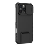 For iPhone 16 Pro Stereoscopic Holder Sliding Camshield Phone Case(Black)