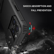 For iPhone 16 Pro Stereoscopic Holder Sliding Camshield Phone Case(Black)
