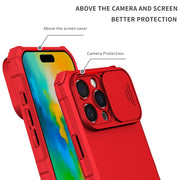 For iPhone 16 Pro Stereoscopic Holder Sliding Camshield Phone Case(Red)