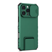 For iPhone 16 Pro Stereoscopic Holder Sliding Camshield Phone Case(Green)