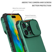 For iPhone 16 Pro Stereoscopic Holder Sliding Camshield Phone Case(Green)