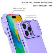 For iPhone 16 Pro Stereoscopic Holder Sliding Camshield Phone Case(Purple)