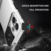 For iPhone 16 Plus Stereoscopic Holder Sliding Camshield Phone Case(White)