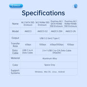 ORICO AM2C3 M.2 NGFF SSD Enclosure(Grey)
