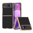 For Motorola Razr 40 Nano Electroplating Genuine Leather Litchi Texture Phone Case(Black) - Motorola Cases by PMC TechLife | Online Shopping South Africa | PMC TechLife | Buy Now Pay Later Mobicred