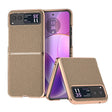 For Motorola Razr 40 Nano Electroplating Genuine Leather Litchi Texture Phone Case(Grey) - Motorola Cases by PMC TechLife | Online Shopping South Africa | PMC TechLife | Buy Now Pay Later Mobicred