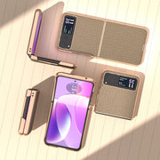 For Motorola Razr 40 Nano Electroplating Genuine Leather Litchi Texture Phone Case(Grey)