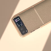 For Motorola Razr 40 Nano Electroplating Genuine Leather Litchi Texture Phone Case(Grey)