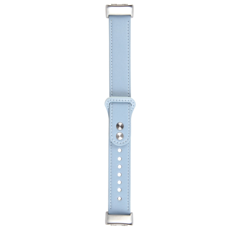 For Fitbit Charge 5 PU Leather Replacement Watch Band(Blue)