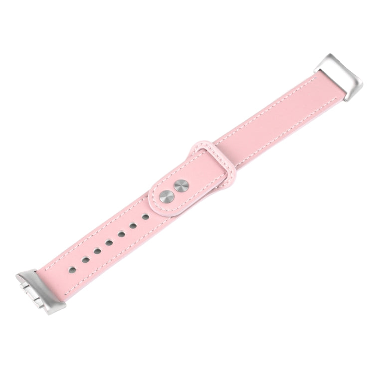 For Fitbit Charge 5 PU Leather Replacement Watch Band(Pink)