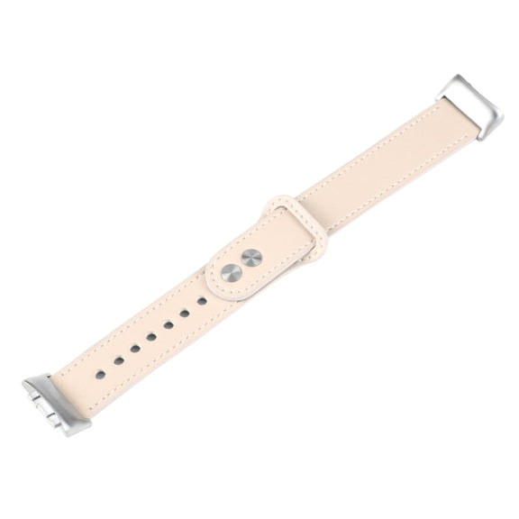 For Fitbit Charge 5 PU Leather Replacement Watch Band(Creamy White)