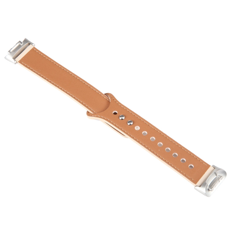 For Fitbit Charge 5 PU Leather Replacement Watch Band(Creamy White)