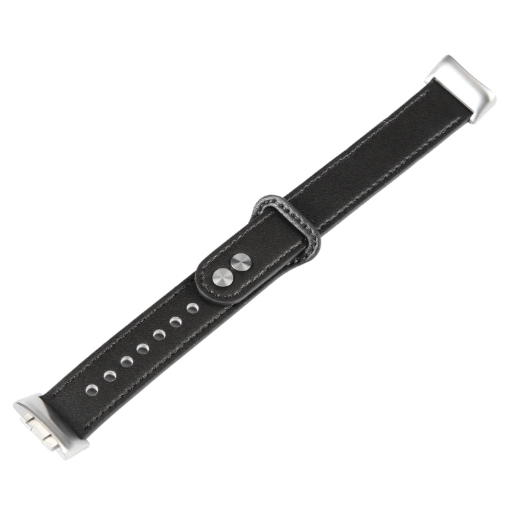 For Fitbit Charge 5 PU Leather Replacement Watch Band(Black)