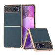 For Motorola Razr 40 Nano Electroplating Genuine Leather + PC Litchi Texture Phone Case(Green) - Motorola Cases by PMC TechLife | Online Shopping South Africa | PMC TechLife | Buy Now Pay Later Mobicred