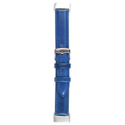 For Fitbit Charge 5 18mm Bamboo Joint Texture Genuine Leather Watch Band(Blue)
