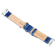 For Fitbit Charge 5 18mm Bamboo Joint Texture Genuine Leather Watch Band(Blue)