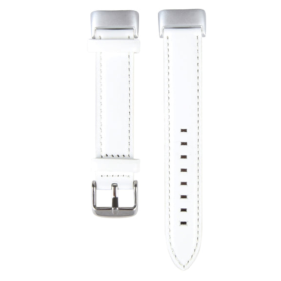 For Fitbit Charge 5 18mm Bamboo Joint Texture Genuine Leather Watch Band(White)