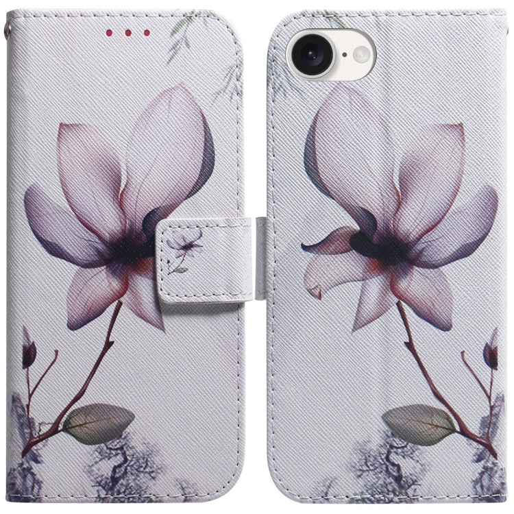 For iPhone 16e Coloured Drawing Flip Leather Phone Case(Magnolia)