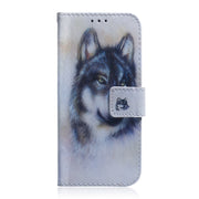 For iPhone 16 Coloured Drawing Flip Leather Phone Case(White Wolf)