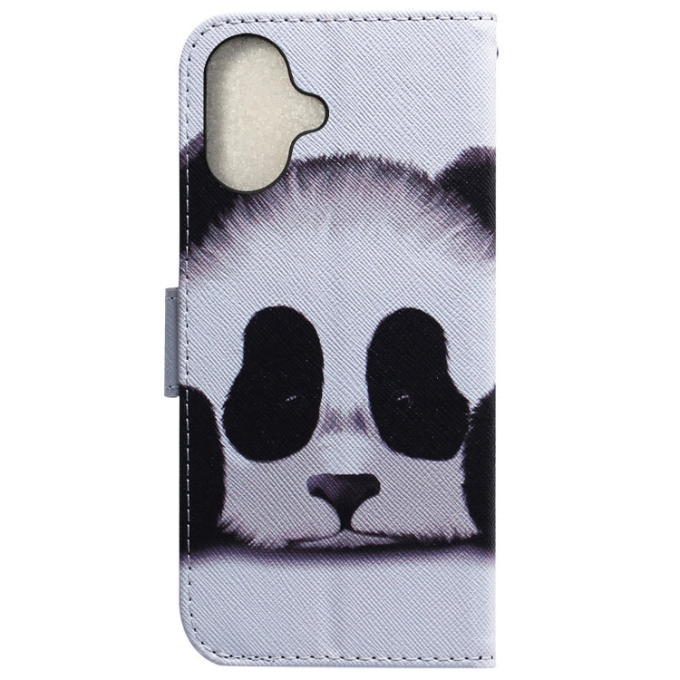 For iPhone 16 Coloured Drawing Flip Leather Phone Case(Panda)