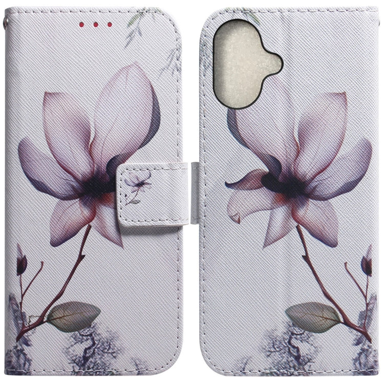 For iPhone 16 Coloured Drawing Flip Leather Phone Case(Magnolia)