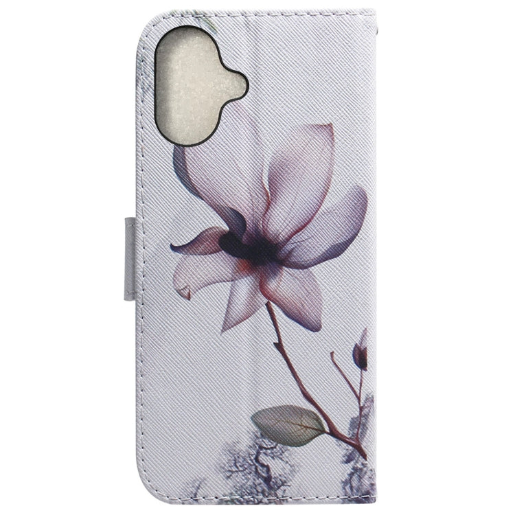 For iPhone 16 Coloured Drawing Flip Leather Phone Case(Magnolia)