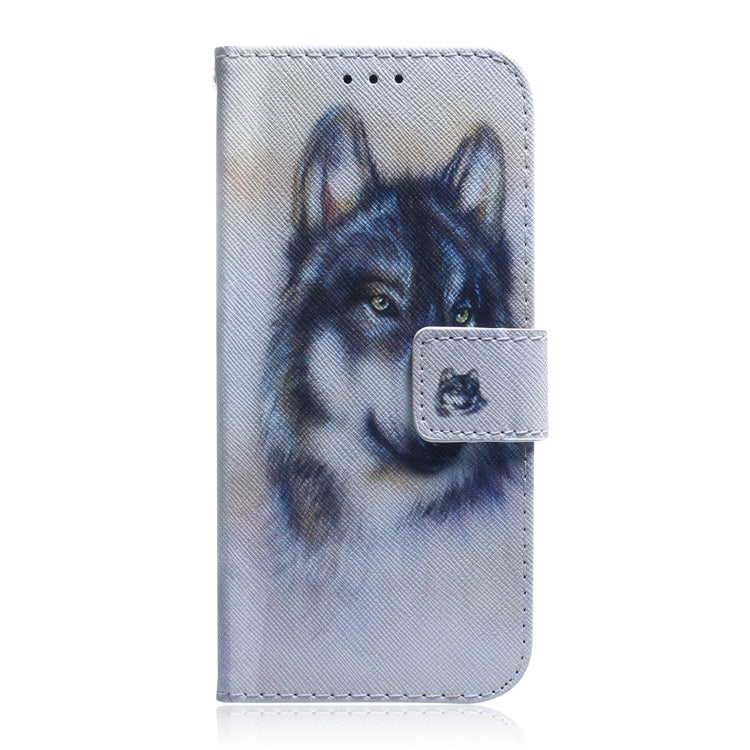 For iPhone 16 Pro Coloured Drawing Flip Leather Phone Case(White Wolf)