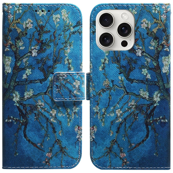 For iPhone 16 Pro Coloured Drawing Flip Leather Phone Case(Apricot)