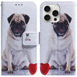 For iPhone 16 Pro Coloured Drawing Flip Leather Phone Case(Pug) - iPhone 16 Pro Cases by PMC TechLife | Online Shopping South Africa | PMC TechLife | Buy Now Pay Later Mobicred