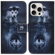 For iPhone 16 Pro Coloured Drawing Flip Leather Phone Case(Wolf and Dog) - iPhone 16 Pro Cases by PMC TechLife | Online Shopping South Africa | PMC TechLife | Buy Now Pay Later Mobicred