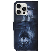 For iPhone 16 Pro Coloured Drawing Flip Leather Phone Case(Wolf and Dog)