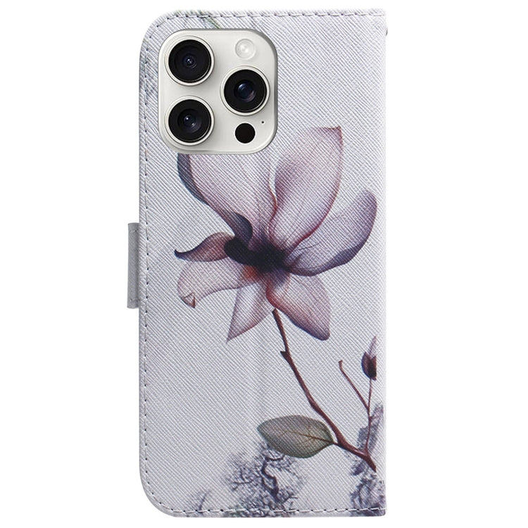For iPhone 16 Pro Coloured Drawing Flip Leather Phone Case(Magnolia)