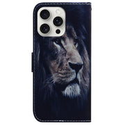 For iPhone 16 Pro Max Coloured Drawing Flip Leather Phone Case(Lion)