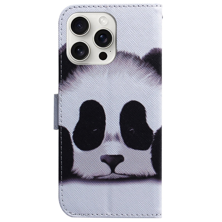 For iPhone 16 Pro Max Coloured Drawing Flip Leather Phone Case(Panda)